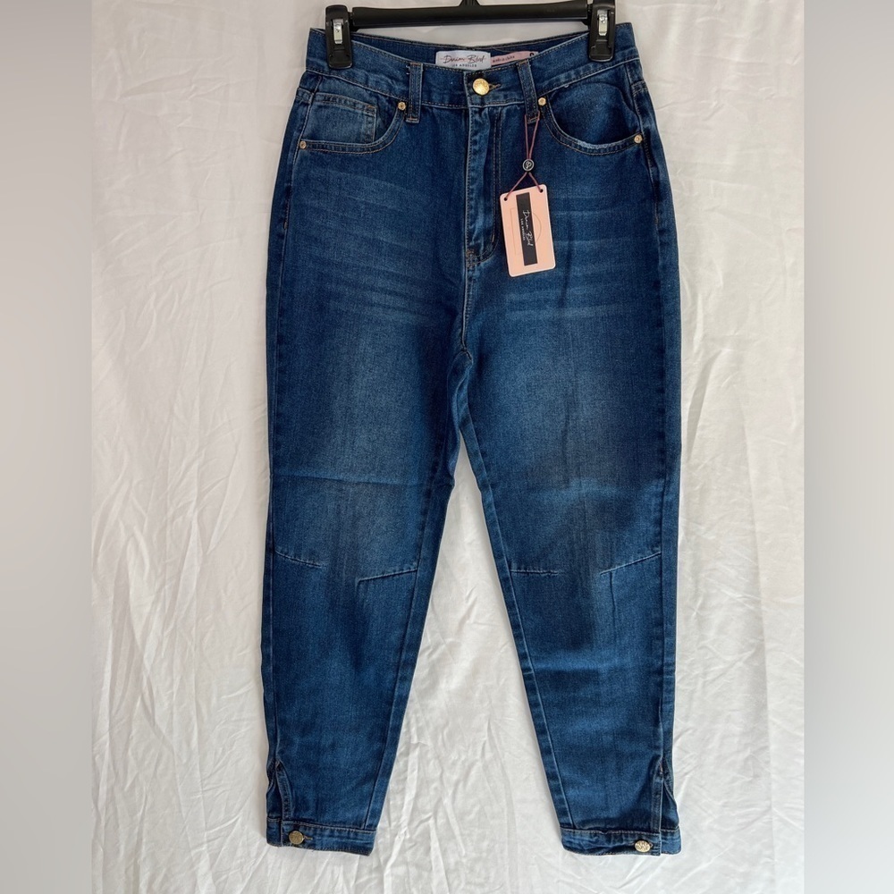 Denim Blvd High Waisted Mom Jeans With‎ Snap Cuffs